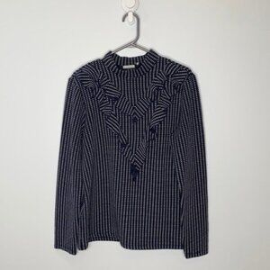 Noisy May Women Checkered Long Sleeves Ruffled Mock Neck Sweater Size Large